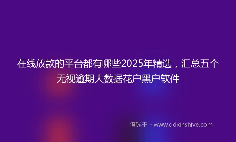 在线放款的平台都有哪些2025年精选，汇总五个无视逾期大数据花户黑户软件