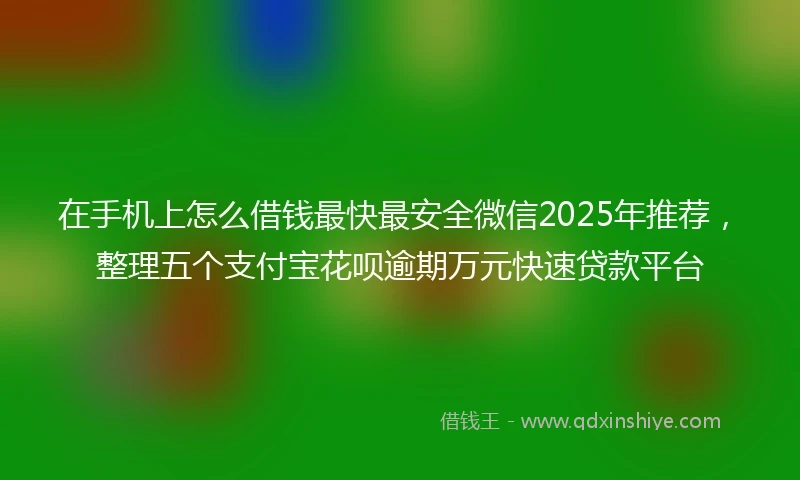 在手机上怎么借钱最快最安全微信2025年推荐，整理五个支付宝花呗逾期万元快速贷款平台