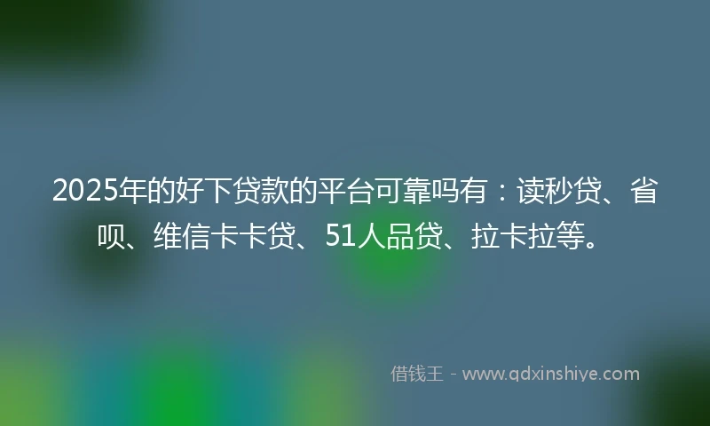 2025年的好下贷款的平台可靠吗有：读秒贷、省呗、维信卡卡贷、51人品贷、拉卡拉等。