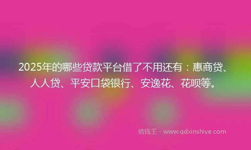 2025年的哪些贷款平台借了不用还有：惠商贷、人人贷、平安口袋银行、安逸花、花呗等。