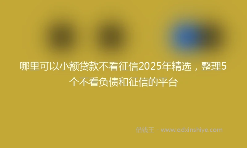 哪里可以小额贷款不看征信2025年精选，整理5个不看负债和征信的平台