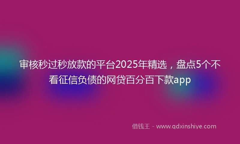 审核秒过秒放款的平台2025年精选，盘点5个不看征信负债的网贷百分百下款app