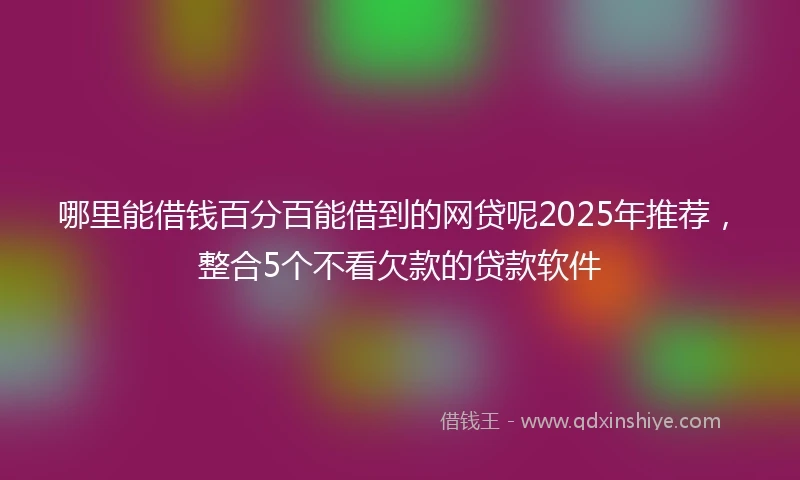 哪里能借钱百分百能借到的网贷呢2025年推荐，整合5个不看欠款的贷款软件