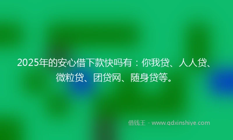 2025年的安心借下款快吗有：你我贷、人人贷、微粒贷、团贷网、随身贷等。