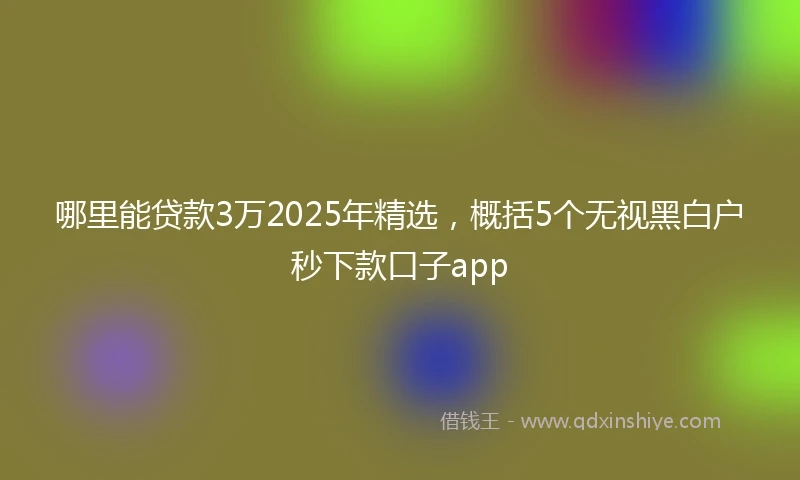 哪里能贷款3万2025年精选，概括5个无视黑白户秒下款口子app