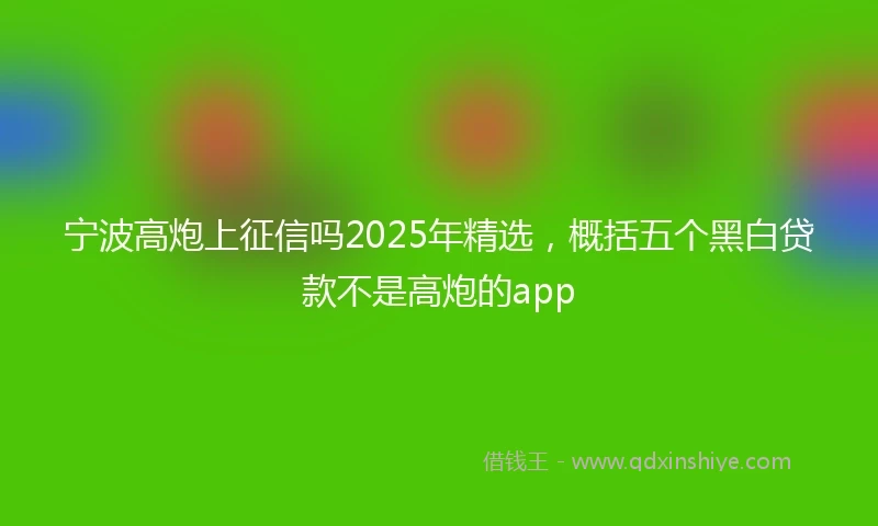 宁波高炮上征信吗2025年精选，概括五个黑白贷款不是高炮的app