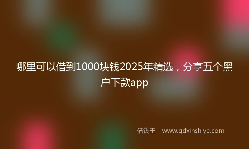 哪里可以借到1000块钱2025年精选，分享五个黑户下款app
