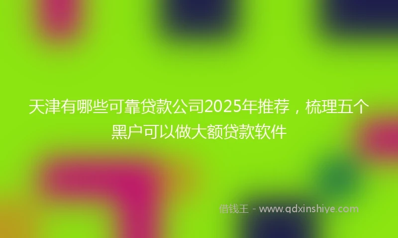 天津有哪些可靠贷款公司2025年推荐，梳理五个黑户可以做大额贷款软件