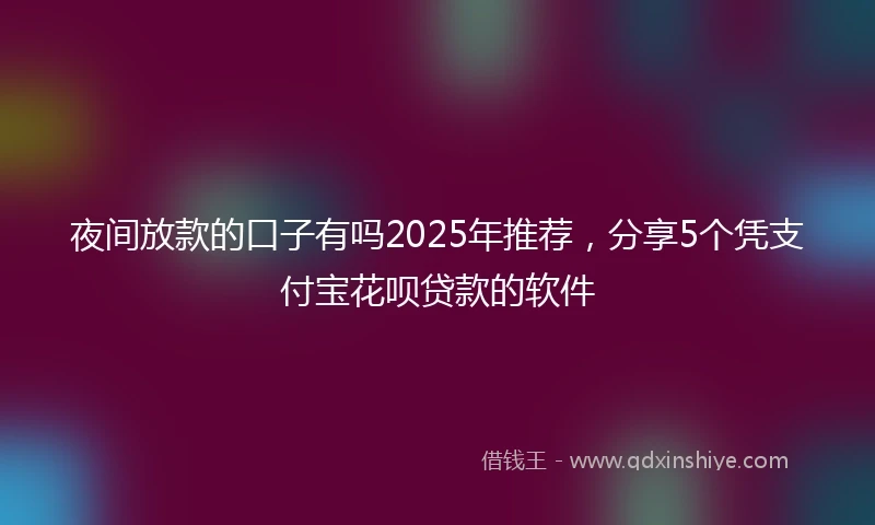 夜间放款的口子有吗2025年推荐，分享5个凭支付宝花呗贷款的软件