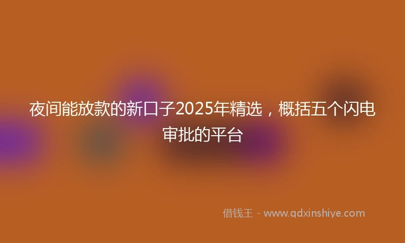 夜间能放款的新口子2025年精选，概括五个闪电审批的平台