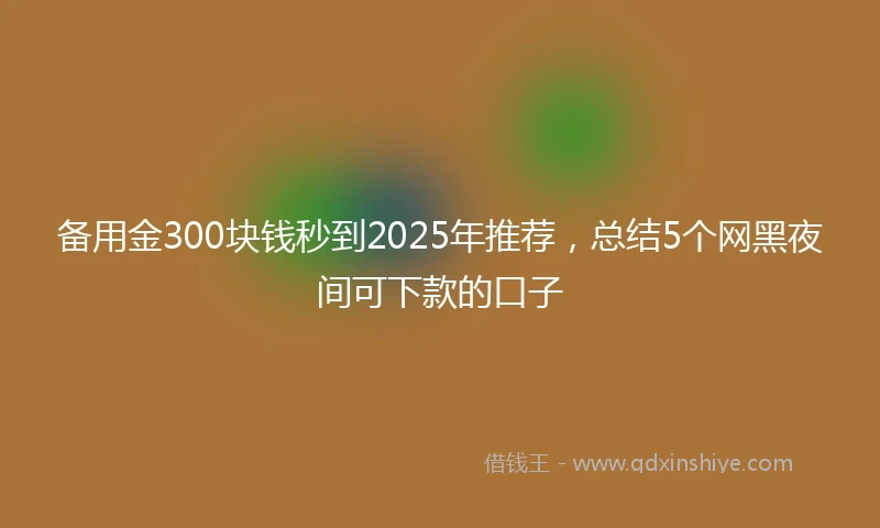 备用金300块钱秒到2025年推荐，总结5个网黑夜间可下款的口子