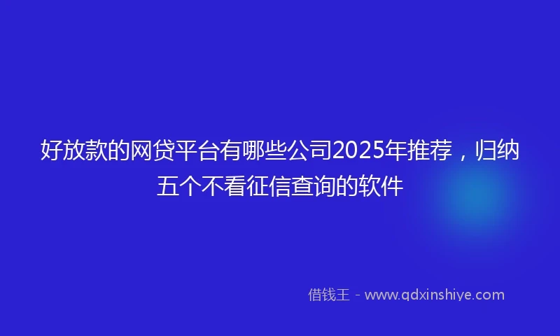 好放款的网贷平台有哪些公司2025年推荐，归纳五个不看征信查询的软件