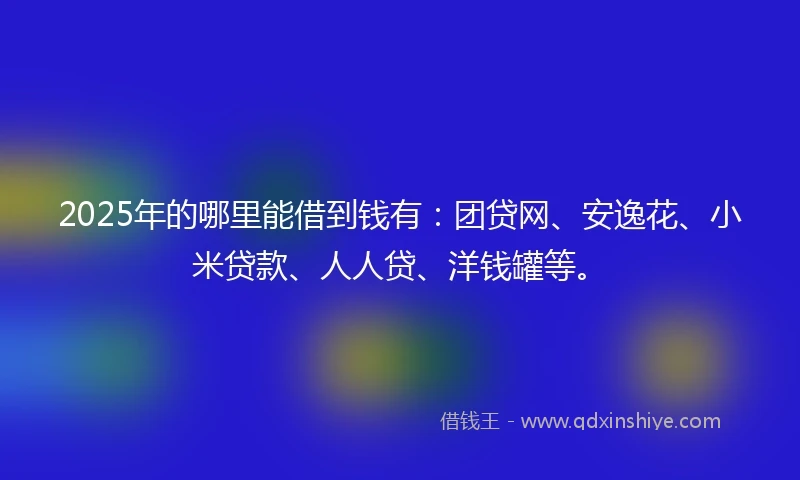 2025年的哪里能借到钱有：团贷网、安逸花、小米贷款、人人贷、洋钱罐等。