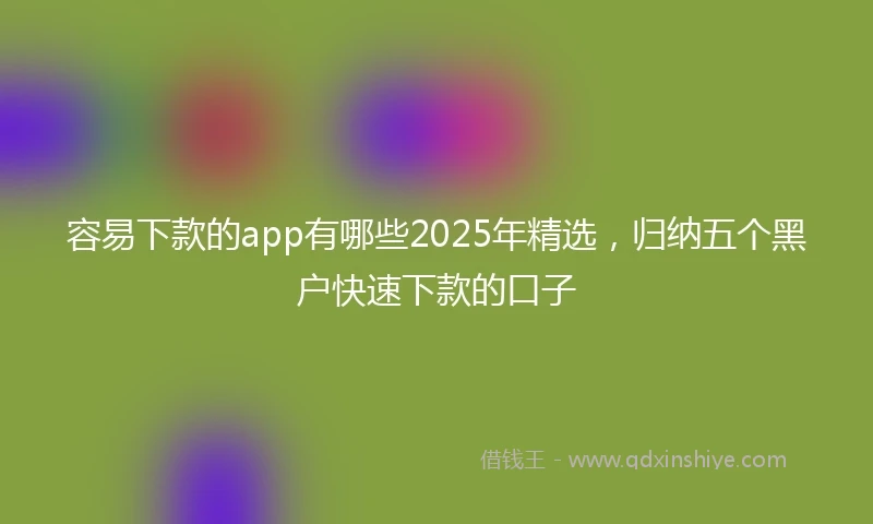 容易下款的app有哪些2025年精选，归纳五个黑户快速下款的口子