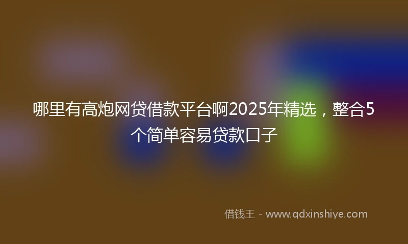 哪里有高炮网贷借款平台啊2025年精选，整合5个简单容易贷款口子