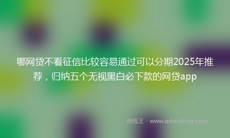 哪网贷不看征信比较容易通过可以分期2025年推荐，归纳五个无视黑白必下款的网贷app