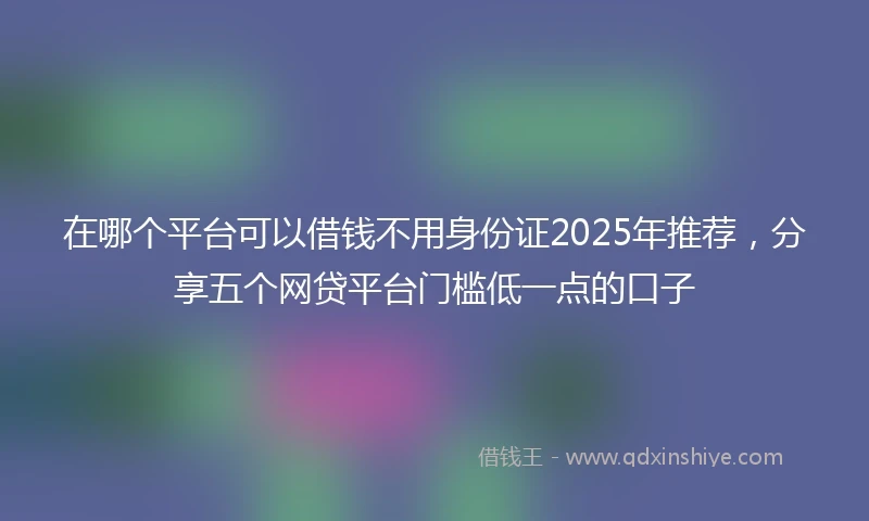 在哪个平台可以借钱不用身份证2025年推荐，分享五个网贷平台门槛低一点的口子
