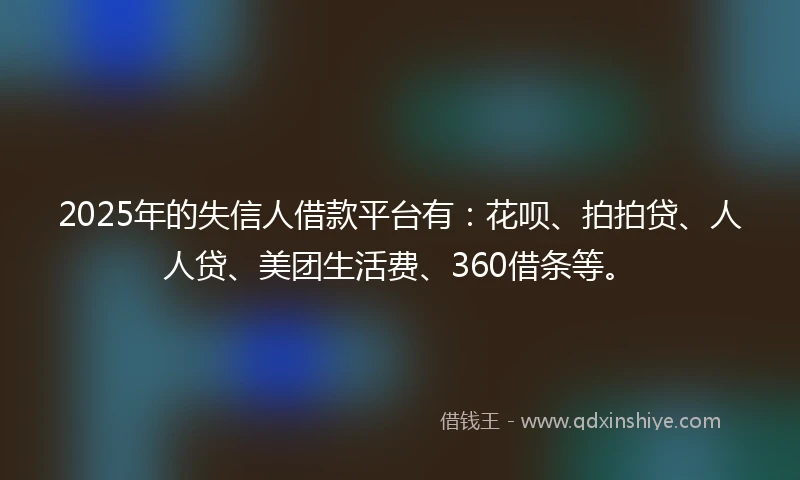 2025年的失信人借款平台有：花呗、拍拍贷、人人贷、美团生活费、360借条等。