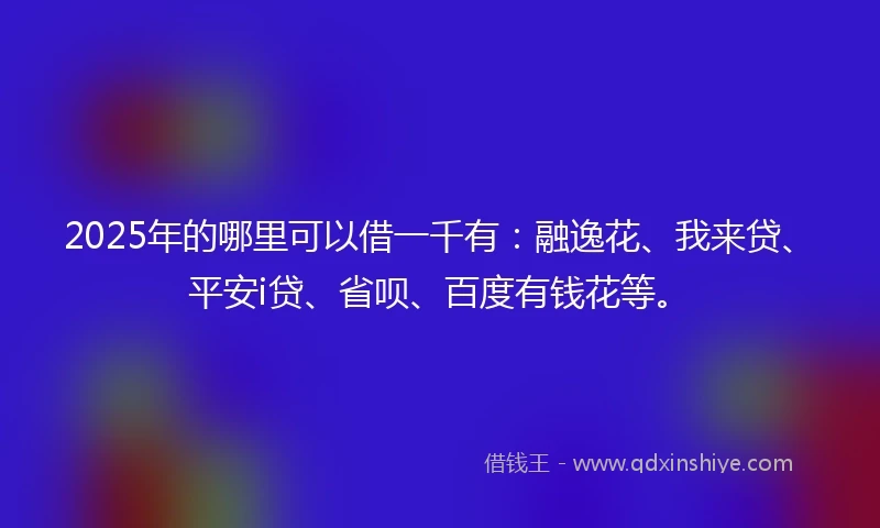 2025年的哪里可以借一千有：融逸花、我来贷、平安i贷、省呗、百度有钱花等。