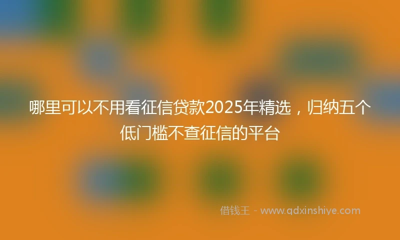 哪里可以不用看征信贷款2025年精选，归纳五个低门槛不查征信的平台
