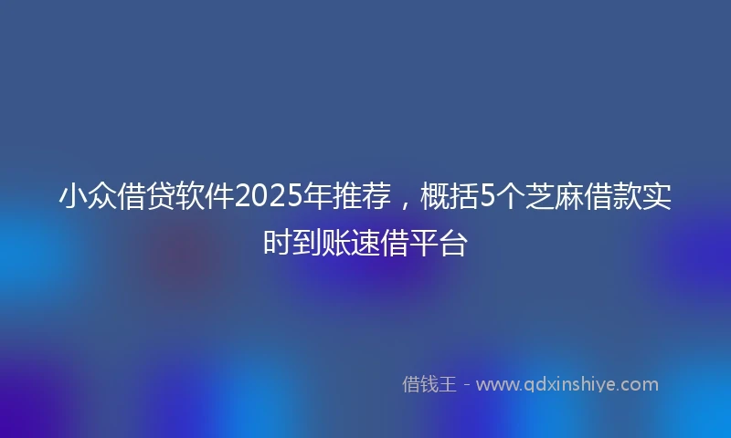 小众借贷软件2025年推荐，概括5个芝麻借款实时到账速借平台