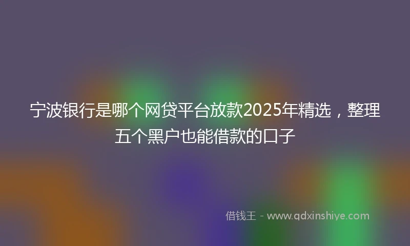 宁波银行是哪个网贷平台放款2025年精选，整理五个黑户也能借款的口子