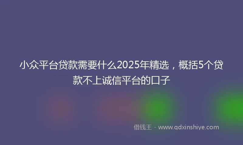 小众平台贷款需要什么2025年精选，概括5个贷款不上诚信平台的口子