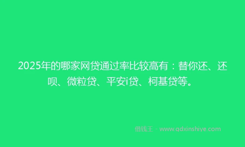 2025年的哪家网贷通过率比较高有：替你还、还呗、微粒贷、平安i贷、柯基贷等。