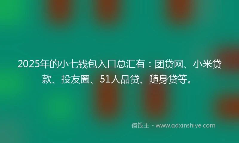 2025年的小七钱包入口总汇有：团贷网、小米贷款、投友圈、51人品贷、随身贷等。