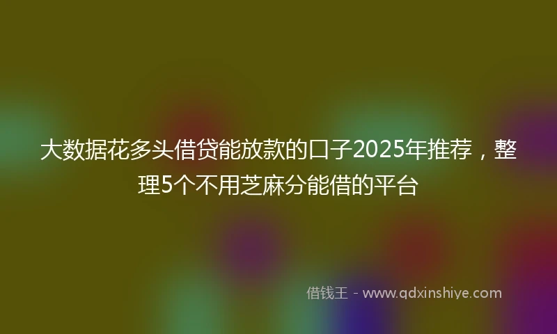 大数据花多头借贷能放款的口子2025年推荐，整理5个不用芝麻分能借的平台