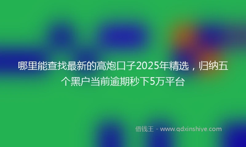 哪里能查找最新的高炮口子2025年精选,归纳五个黑户当前逾期秒下5万平台