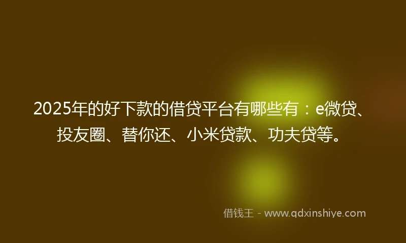 2025年的好下款的借贷平台有哪些有：e微贷、投友圈、替你还、小米贷款、功夫贷等。