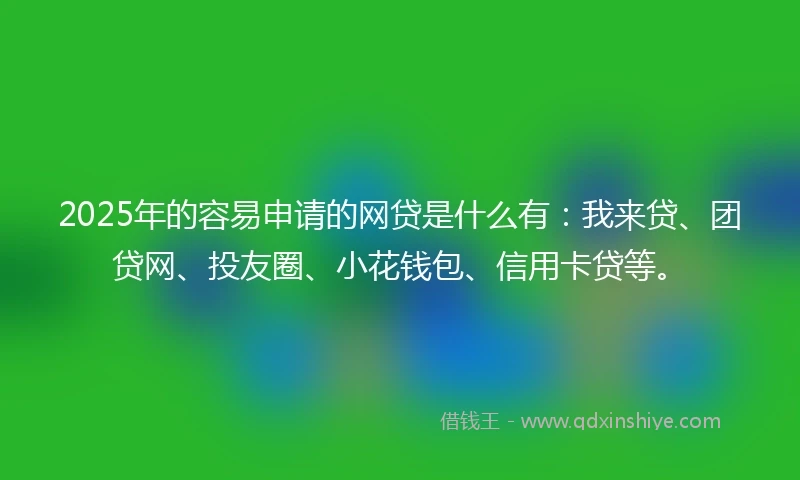 2025年的容易申请的网贷是什么有：我来贷、团贷网、投友圈、小花钱包、信用卡贷等。