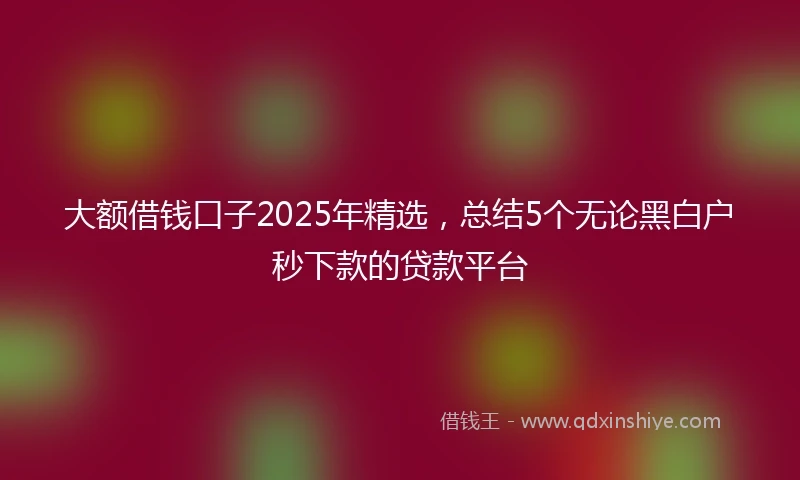 大额借钱口子2025年精选，总结5个无论黑白户秒下款的贷款平台