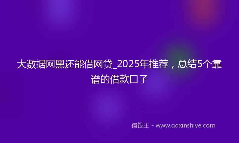 大数据网黑还能借网贷_2025年推荐，总结5个靠谱的借款口子