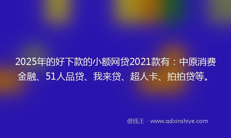 2025年的好下款的小额网贷2021款有：中原消费金融、51人品贷、我来贷、超人卡、拍拍贷等。