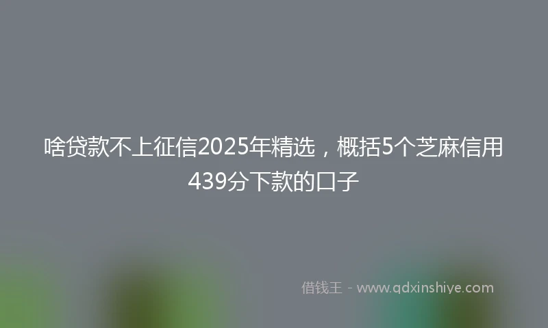 啥贷款不上征信2025年精选，概括5个芝麻信用439分下款的口子