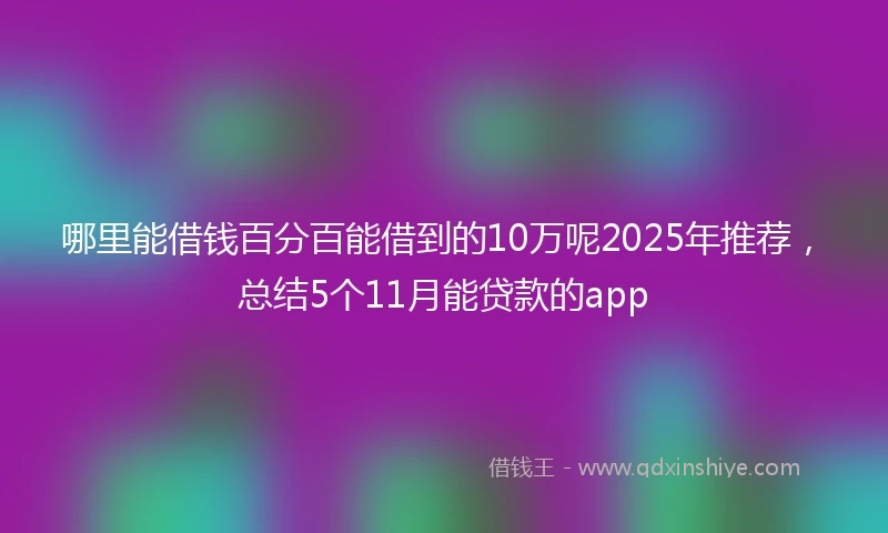 哪里能借钱百分百能借到的10万呢2025年推荐，总结5个11月能贷款的app