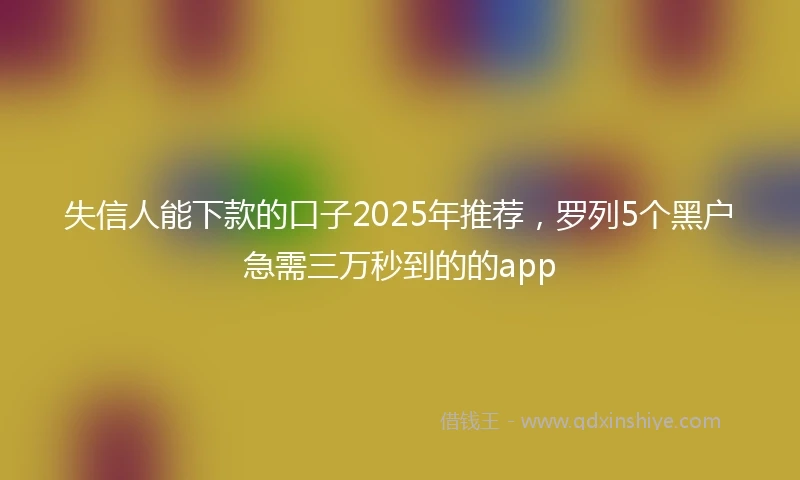 失信人能下款的口子2025年推荐,罗列5个黑户急需三万秒到的的app