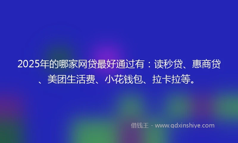 2025年的哪家网贷最好通过有：读秒贷、惠商贷、美团生活费、小花钱包、拉卡拉等。