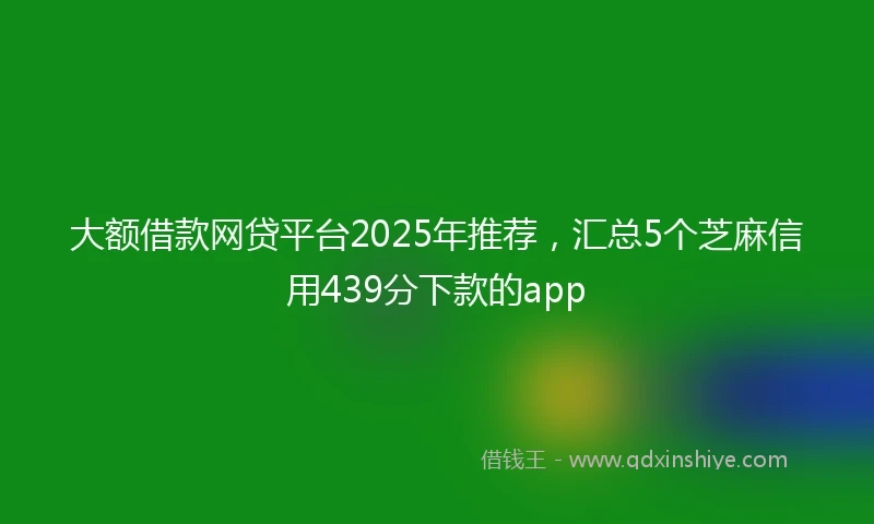 大额借款网贷平台2025年推荐，汇总5个芝麻信用439分下款的app