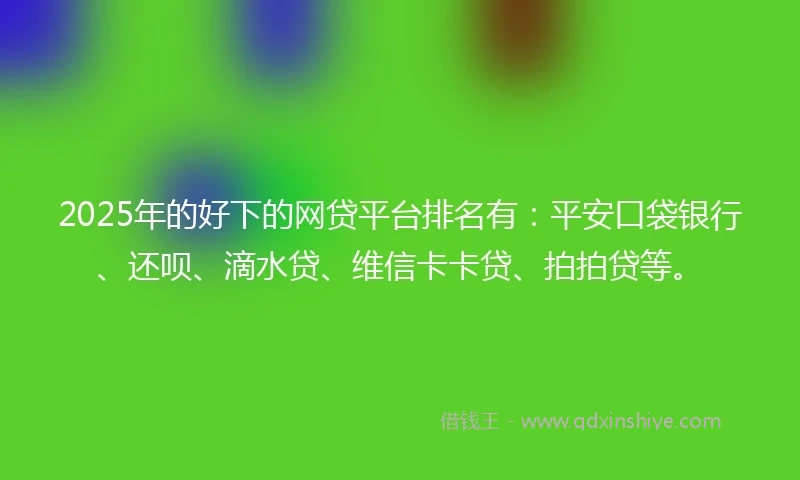 2025年的好下的网贷平台排名有：平安口袋银行、还呗、滴水贷、维信卡卡贷、拍拍贷等。