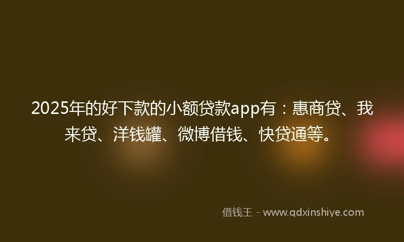 2025年的好下款的小额贷款app有：惠商贷、我来贷、洋钱罐、微博借钱、快贷通等。