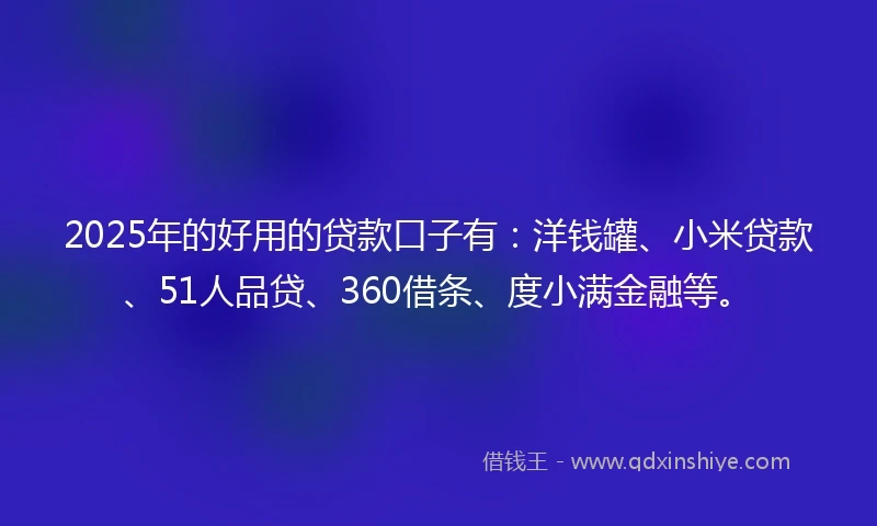 2025年的好用的贷款口子有：洋钱罐、小米贷款、51人品贷、360借条、度小满金融等。