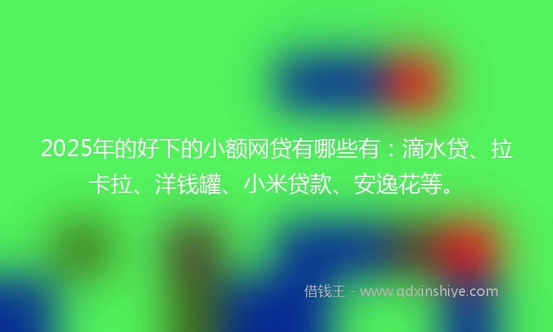 2025年的好下的小额网贷有哪些有：滴水贷、拉卡拉、洋钱罐、小米贷款、安逸花等。