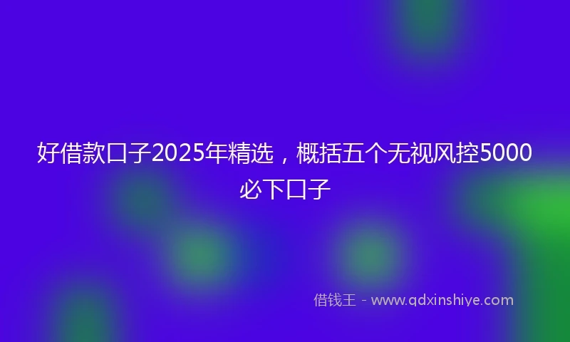 好借款口子2025年精选，概括五个无视风控5000必下口子