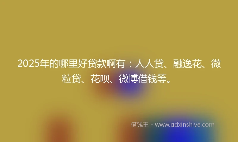 2025年的哪里好贷款啊有：人人贷、融逸花、微粒贷、花呗、微博借钱等。