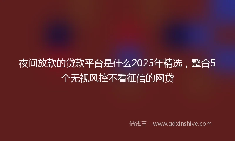 夜间放款的贷款平台是什么2025年精选，整合5个无视风控不看征信的网贷