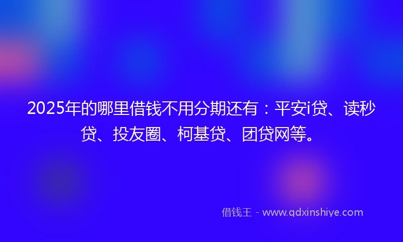 2025年的哪里借钱不用分期还有：平安i贷、读秒贷、投友圈、柯基贷、团贷网等。