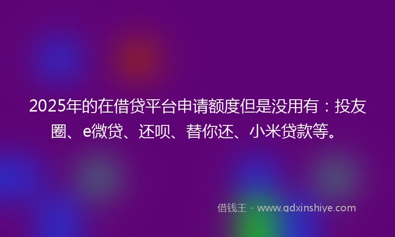 2025年的在借贷平台申请额度但是没用有：投友圈、e微贷、还呗、替你还、小米贷款等。